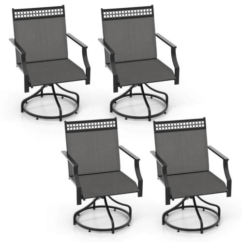 Patio Swivel Dining Chairs Set of 4 w/ Quick-Drying Fabric and Metal Frame