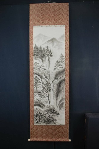 QUADRO GIAPPONESE PERGAMENA APPESA GIAPPONESE PAESAGGIO VINTAGE VECCHIO e747 - Foto 3 di 8