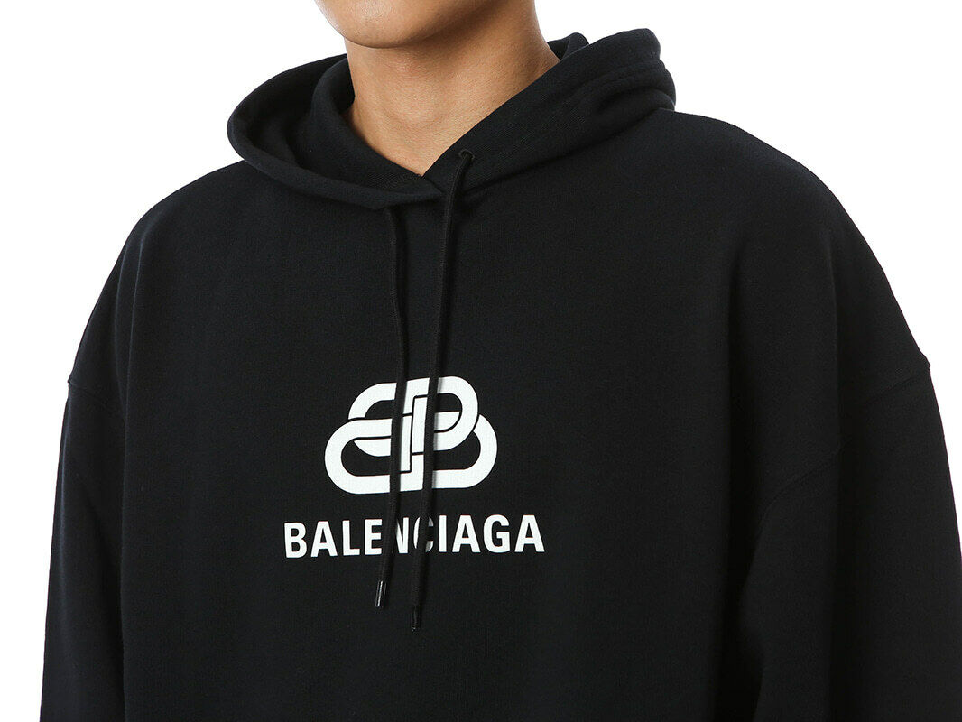 Balenciaga Mens Black Sweatshirt with Hood and BB Logo Print Hoodie | eBay