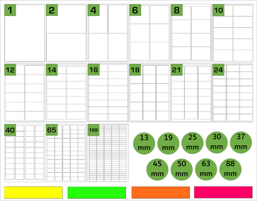 Bright Fluorescent sheets A4 Printer Labels. Dayglow colours Orange Green Yellow - Picture 1 of 26