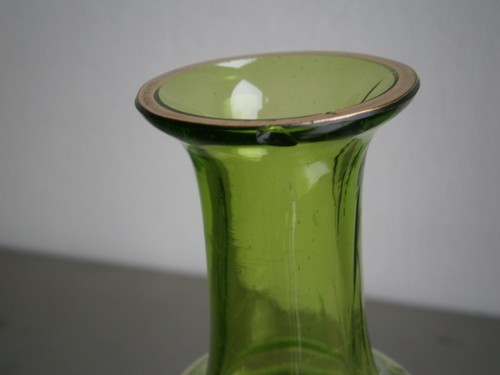 Service de nuit Cristal soufflé vert 1900 décor Verrerie émaillé Ancien - Bild 8 von 10