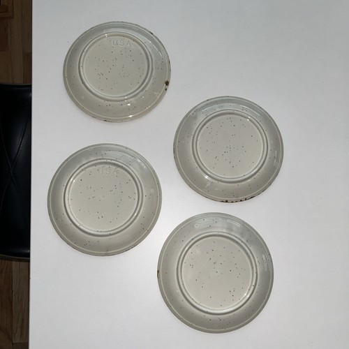 4 McCoy Pottery 7 1/2” Graystone Drip Glaze Salad Plates Granny Chic Cottage - Picture 7 of 7