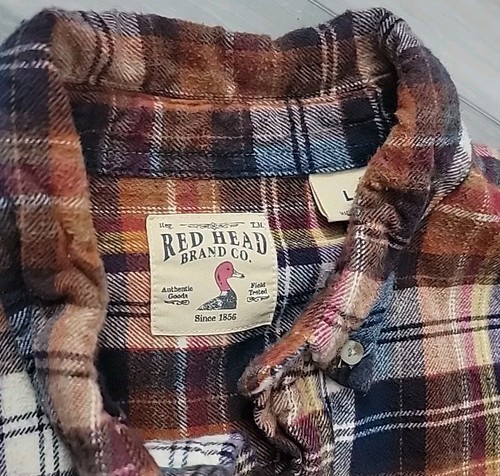 Vtg Redhead Brand Plaid Flannel Long Sleeve Button Up Shirt - Size Large - Picture 2 of 2