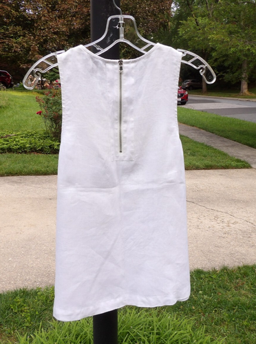 J Crew Crisp White Linen Sleeveless Top Blouse Size 2 Iridescent Crystals Fits S - Picture 2 of 4