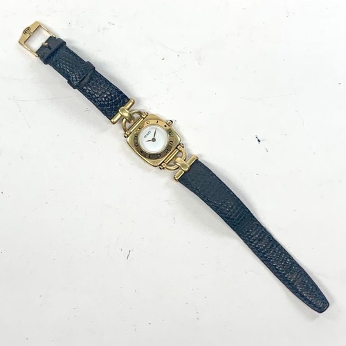 GUCCI Horsebit 6300L White Dial Woman's Quartz Watch Analog Gold Black Tested - Picture 5 of 9