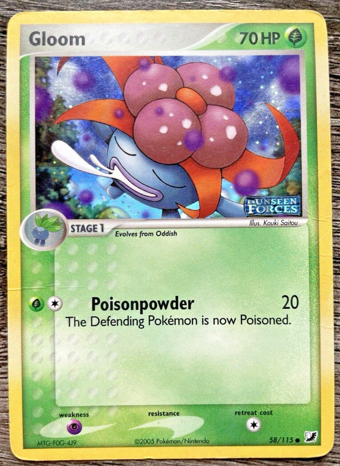 Pokemon Card - Gloom 58/115 EX Unseen Forces Stamped Holo- 2005 Common-  MP