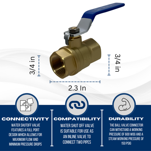 10 Pieces XFITTING 3/4" Female Ball Valve, Full Port, 600 WOG, 1/4 Turn, FNPT - Picture 4 of 7