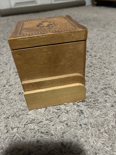 Vintage Hand Carved Wooden 3 Cigarette Pack Storage Box Chesterfield Camel Lucky - Picture 5 of 13