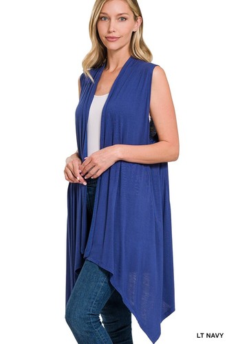 Women's Open Front Soft Flowing Rayon Blend Sleeveless Cardigan Draped Vest S-XL - Picture 27 of 46