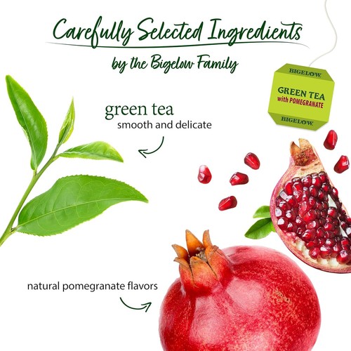 Bigelow Green Tea With Pomegranate 120 Individually Wrapped Tea Bags 6 Pack - Picture 3 of 6