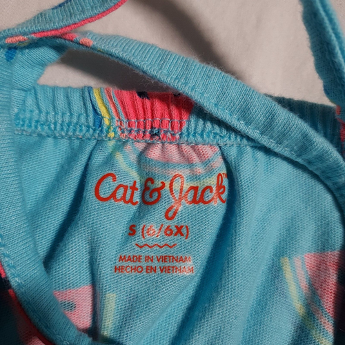 Vestido de verano para niña Cat & Jack talla S (6/6X) azul sin mangas sandía - Imagen 2 de 7