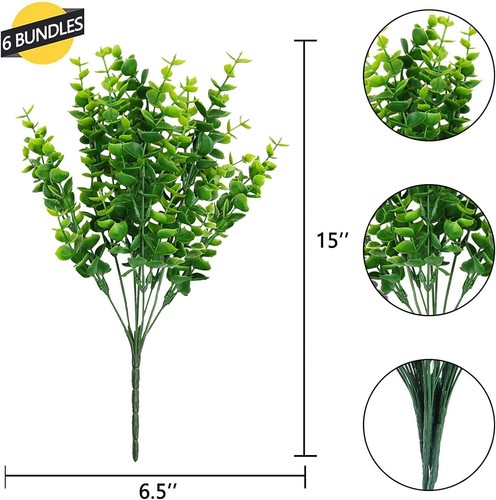 8 Bundles Outdoor Artificial Boxwood UV Resistant Fake Stems Plants Faux Plastic - Bild 2 von 7