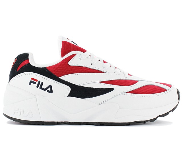 fila white red and navy venom trainers