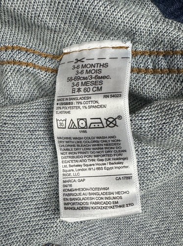 Gap Baby Denim 3-6 M One Piece Romper Outfit Long Unisex Boy Girl Roll 3 6 - Bild 6 von 8