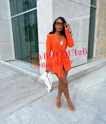 ZARA NEW WOMAN TUXEDO COLLAR BLAZER WITH BELT JACKET ORANGE XS-XXL REF: 2551/187 - Picture 7 of 14
