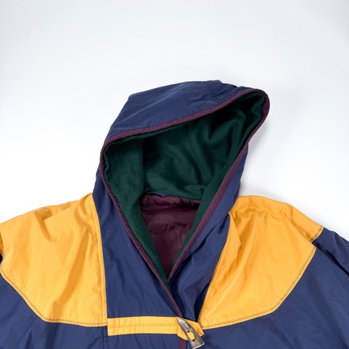 Vintage Neiman Marcus Color Block Navy Yellow Jacket Winter Coat Horn Closure - Bild 5 von 19