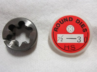 1/2-30 Thread Adjustable Round Die 1'' Outside Dia. High Speed Steel 3/8'' Width