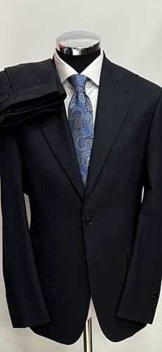 Black super 150 Cerruti one button wool suit with peak lapel - Picture 1 of 4