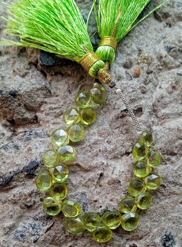18 Karat natürliche facettierte grüne Peridot Herzform Schnitt 4 Zoll Strang Perlen Halskette - Bild 15 von 21