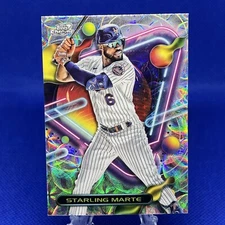 Starling Marte 2023 Topps Chrome Cosmic Nucleus Refractor #178 New York Mets