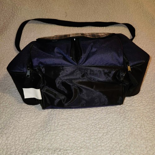 Dolly Inc Brand Baby Baggage Diaper Bag Dark Blue Plaid Neutral Dad Vintage! - Picture 7 of 15