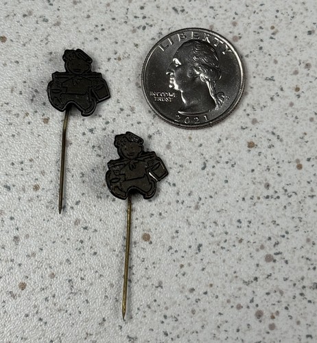 Lot of 2 Little Dutch Boy Dutch VTG Stick Pin Badge Pins #49528 - Picture 2 of 3