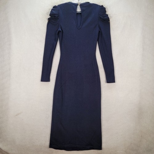 Walter Baker Womens Dress Size S Navy Knit Stretch Ruched Shoulder Lela Bodycon - Picture 16 of 19