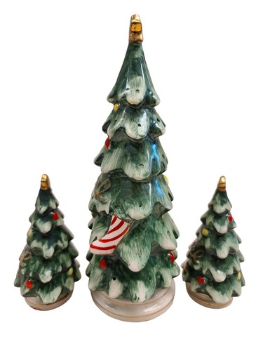 Vintage Lefton Christmas Tree Hor D'oeuvres & Salt and Pepper Shaker Set Japan - Picture 3 of 4