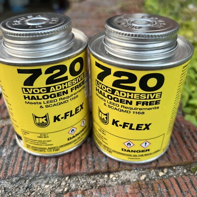 2X Lot K-FLEX USA, 720 Adhesive, 1/2 Pint  Pipe Joints and sheet insulation