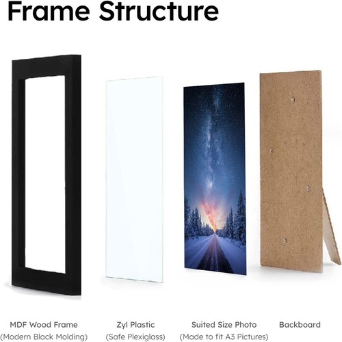 2 pack PAXNOK A3 Frame Black Display 11.7 x 16.5 inch Posters and Pictures - Picture 3 of 9