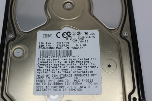 Disco duro IBM DNES-309170 SCSI 9,1 GB 5-12V 550-650mA 25L1959 Número de artículo 0476 - Imagen 2 de 4