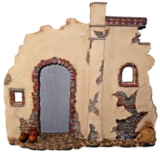 2005 Members Mark 23” LARGE Hand Painted Nativity Backdrop Stable Christmas