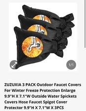 3 Pack Outdoor Faucet Covers for Winter Freeze Protection Enlarge 9.9"H X 7.1"W