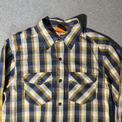 Merrell Button Down Shirt Men Size Small Ivory Blue Yellow Plaid Casual Cotton  - Picture 3 of 11