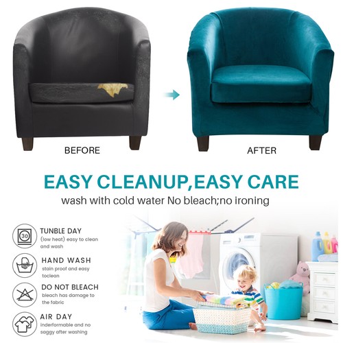 2-Piece Velvet Tub Chair Covers Stretch Armchair Slipcover Furniture Protector - 第 79/99 張圖片