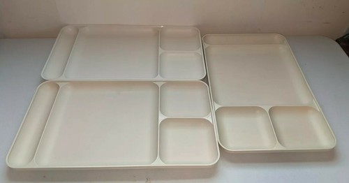 Vassoi snack vintage Tupperware # 1535 divisi alle mandorle / lotto di 3 - Foto 3 di 8