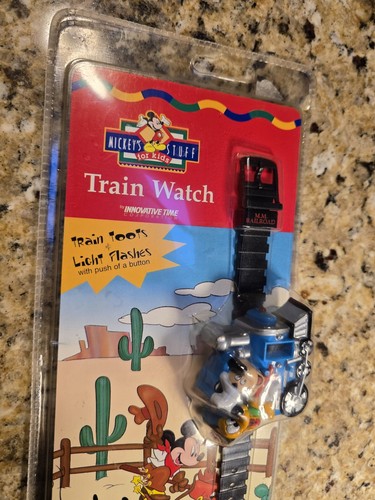 Light Toot Train Watch "Mickey and Pluto" RARE VINTAGE NEW - Picture 3 of 5