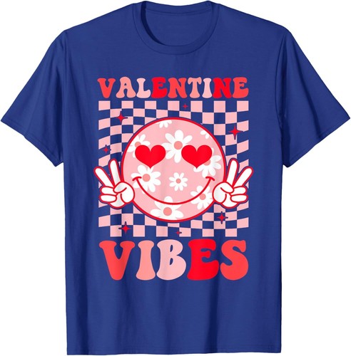Retro Valentine's Day Heart Valentine Vibes Boys Girls Kids T-Shirt Hoodie - Picture 8 of 11