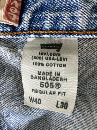 Levi’s 505 Regular Fit Faded Light Wash Blue Denim Jeans Men’s Size 40x26 - Picture 7 of 7