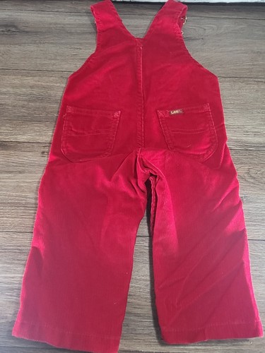 Vintage Lee Toddler Corduroy Overall Bib Red Union Made USA 18 M - Picture 4 of 6