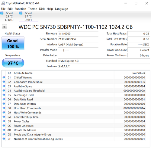 Western Digital PC SN730 SDBPNTY-1T00-1102 1TB SSD M.2 2280 NVMe PCIe 3.0 x4 - Afbeelding 7 van 8