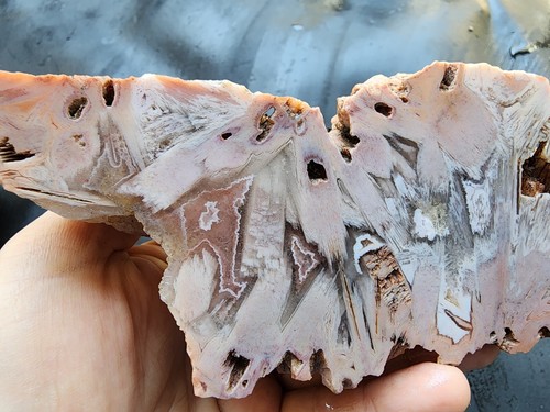 2.37 lbs (1.07 kg) Pink Agate Pair, Brushstroke Agate, Pseudomorph Agate, めのう - Picture 4 of 17