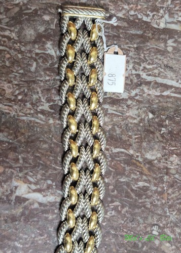 Gold And Silver Braided Costume Jewelry Metal Bracelet - Picture 2 of 3