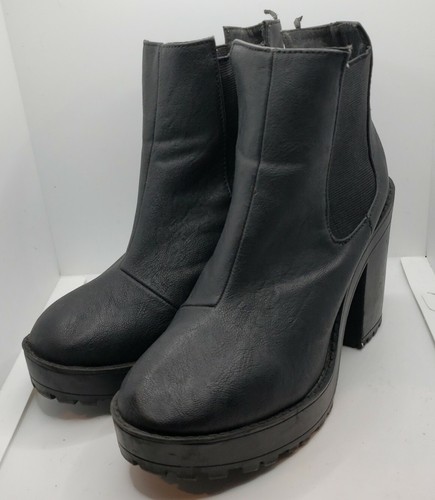 Divided By H&M~Womens Chelsea Chunky Black Boots~Stretch Ankle~Block Pull On~7 - Picture 4 of 14