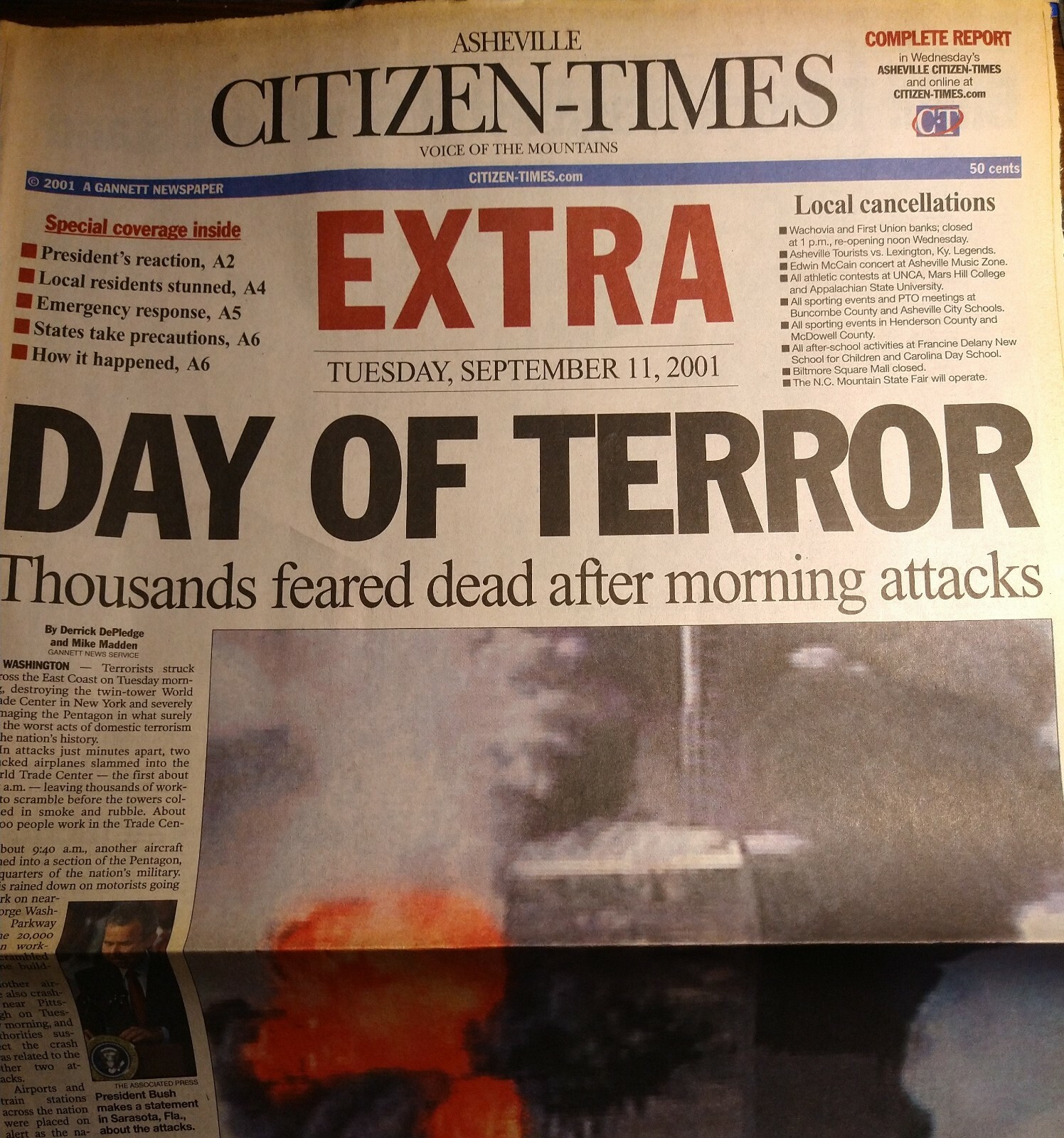 9/11 newspaper Asheville Citizen Times Extra edition | eBay