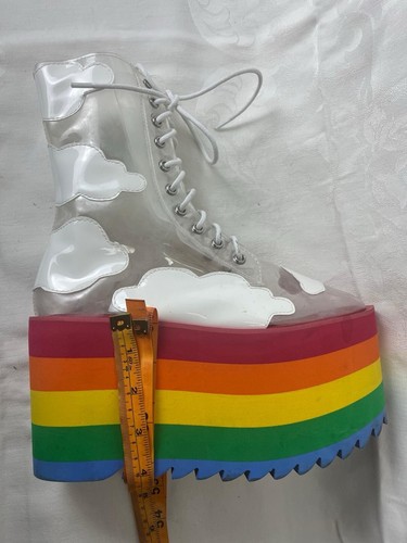 DOLLS KILL Current Mood Happy Daze Rainbow Cloud Platforms Boots CM16HDP Size 10 - Picture 7 of 10