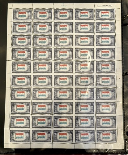 SCOTT 912 FLAG OF LUXEMBOURG 5 CENT MNH FULL SHEET OF 50
