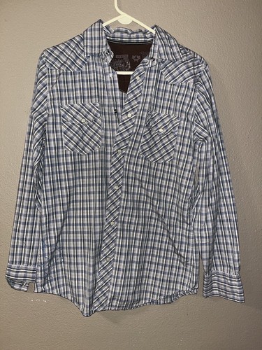 Old Navy Western Pearl Snap Shirt Mens Size Small Plaid Pockets Y9 - Picture 1 of 4