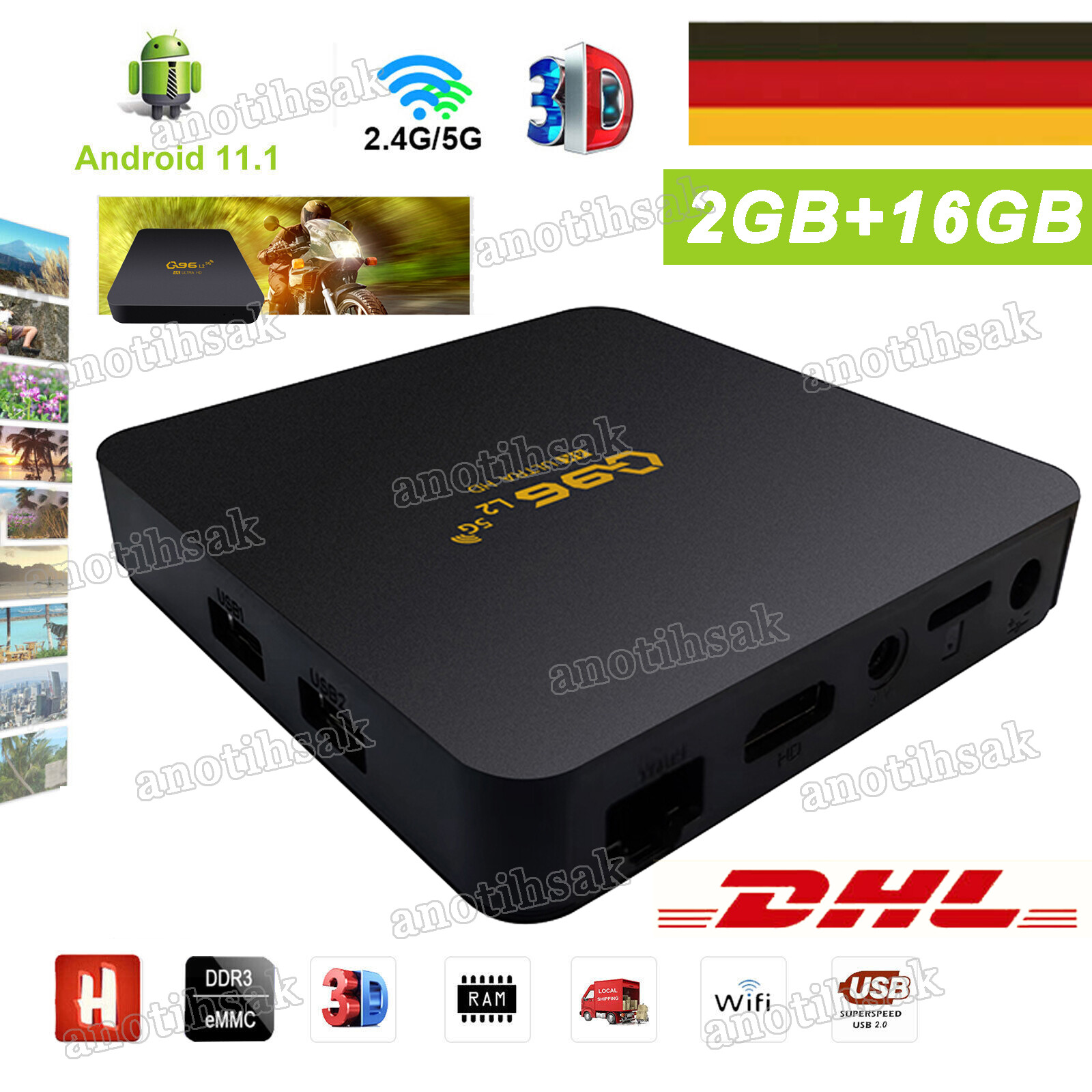 s l1600 Smart TV BOX Android 11 5G WiFi 4K HD 2+16GB Quad Core Media Player HDMI RJ4 DE