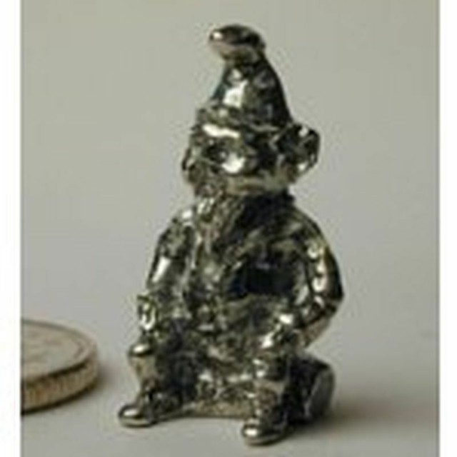 Dollhouse Miniature Polished Pewter Garden Gnome Sitting eBay